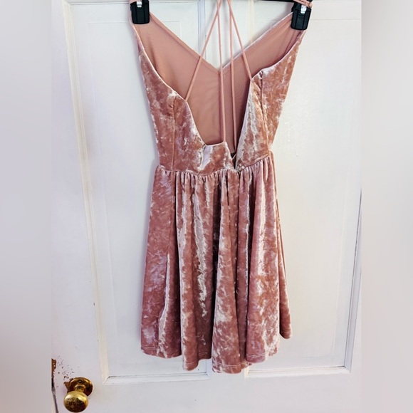 Pink Velvet Strappy Romper - Picture 2 of 5